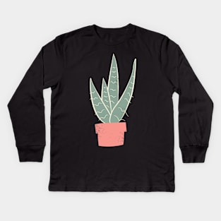 Aloe Vera in a Pot | Pastel Kids Long Sleeve T-Shirt